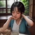 陈美玲产品编辑头像，年轻女性，居家场景，手持工具展示，亲和力强